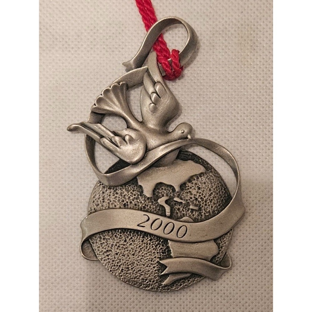 Avon 2000 "Peaceful Millennium" Pewter Ornament dove world peace‎ christmas